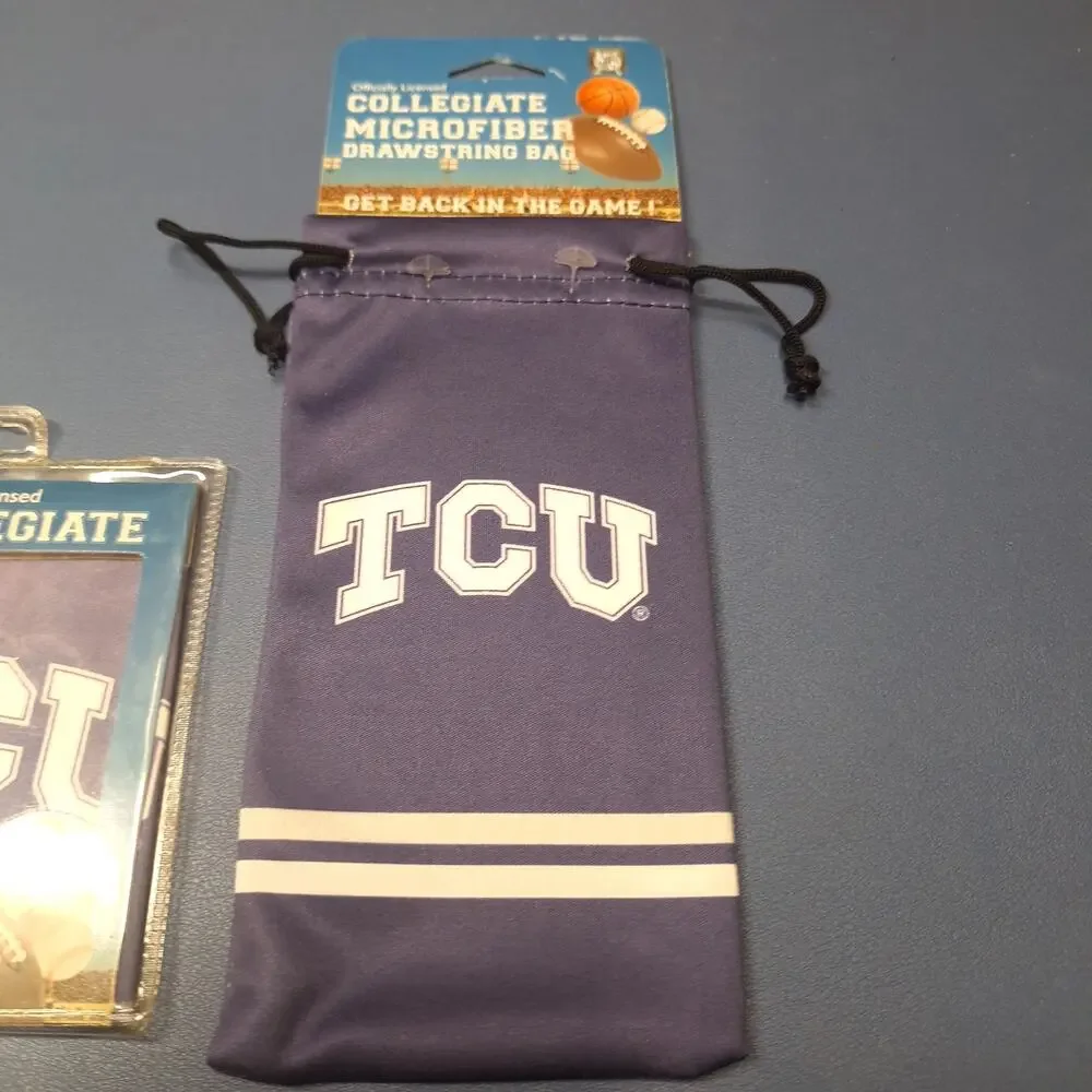 NCAA TCU Sunglass cloth and Sunglass Bag Combo Retro Horned Frogs Lot Set